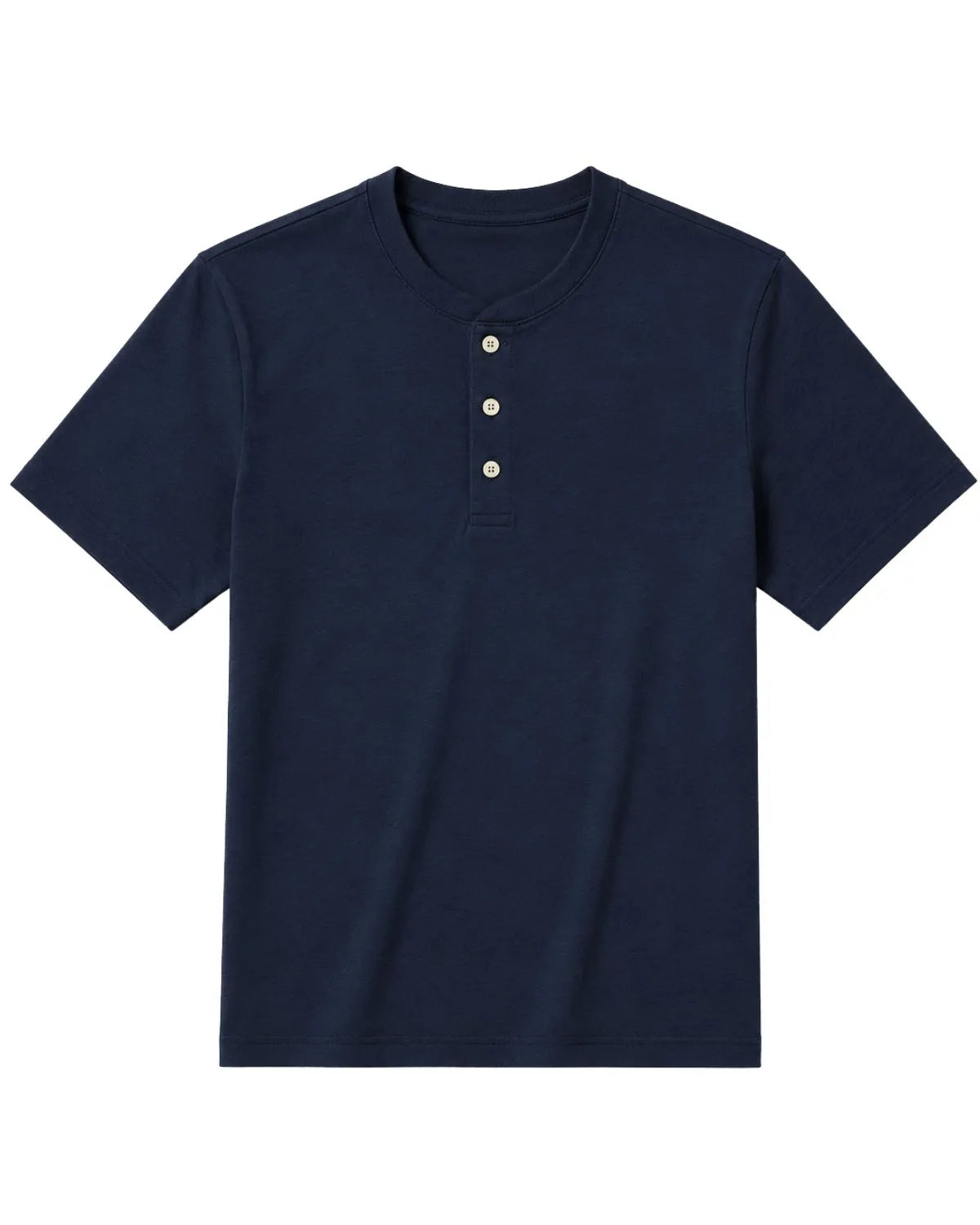 Velké pánské hladké tričko s knoflíky a krátkým rukávem, t-shirt Double Urban Outfitters TS-9146 tmavě modré