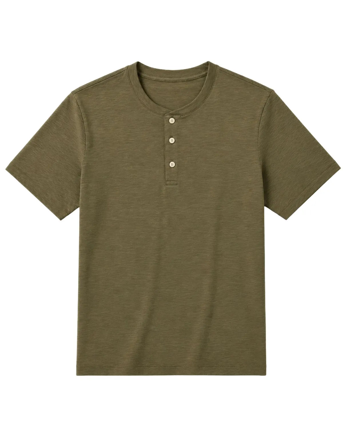 Velké pánské hladké tričko s knoflíky krátký rukáv t-shirt Double Urban Outfitters TS-9146 khaki