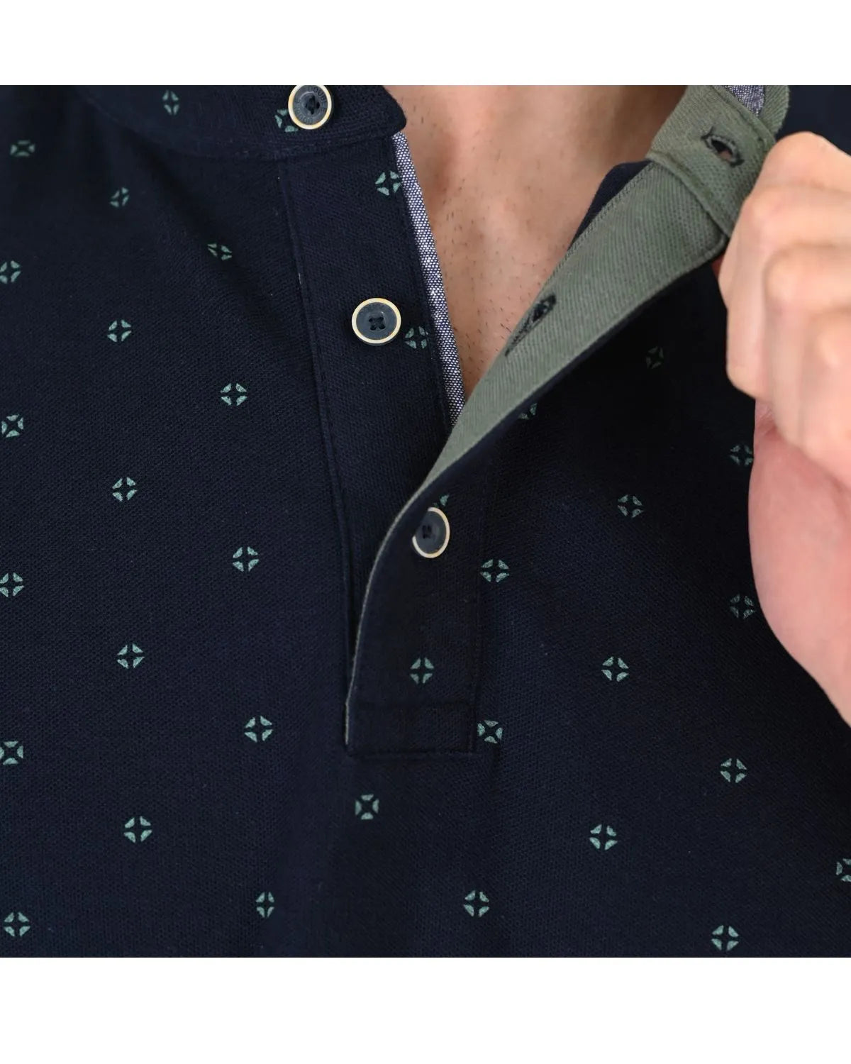 Velké pánské polo tričko se stojáčkem vzorované Double Urban Outfitters PS-3082 tmavě modré