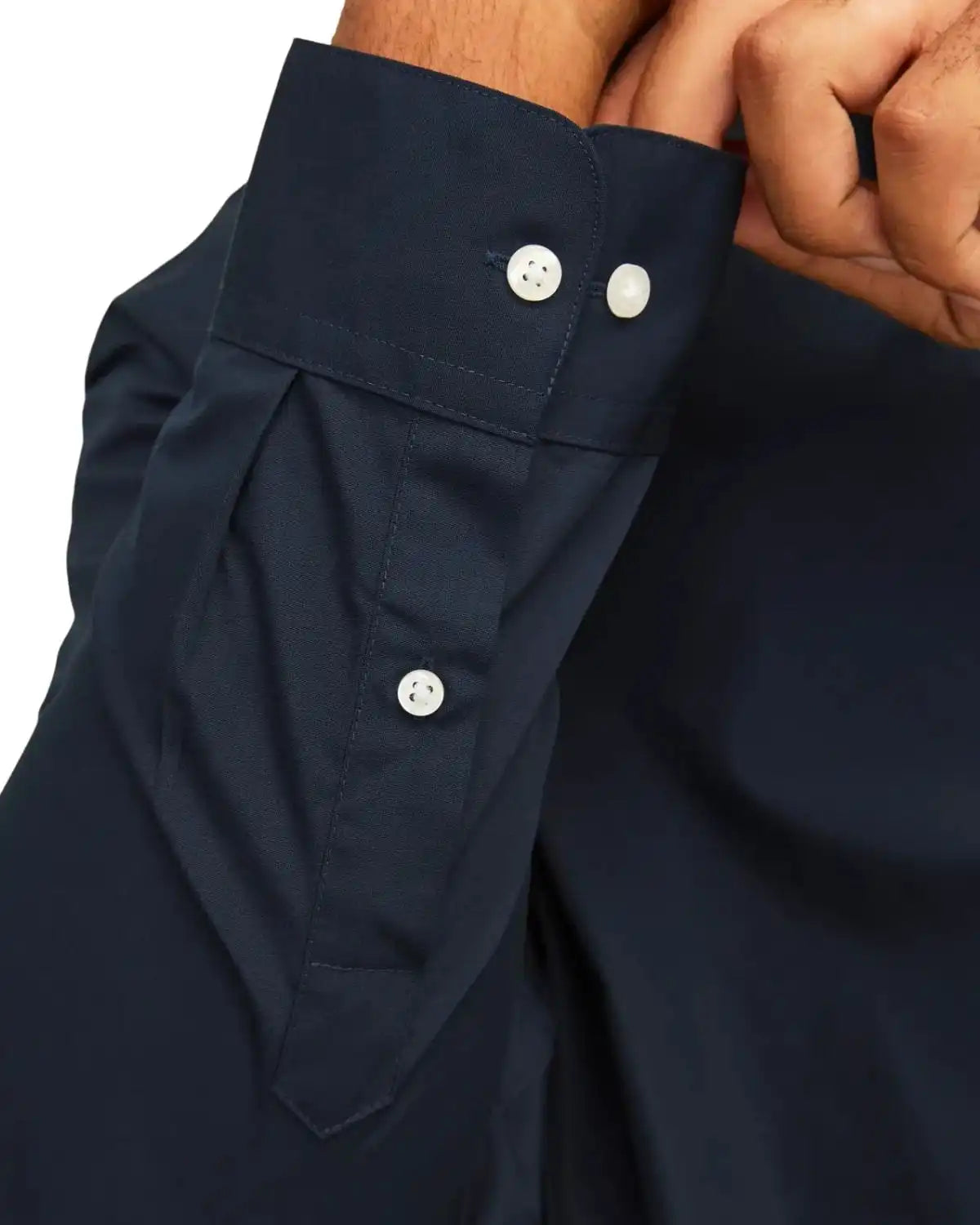 Velká hladká pánská košile s dlouhým rukávem Jack &amp; Jones 12200623 tmavě modrá