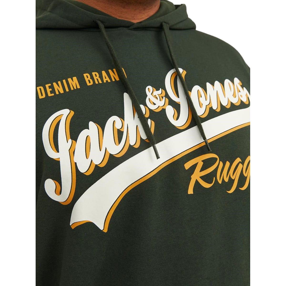 Pánská mikina přes hlavu s kapucí, nápisy Jack &amp; Jones 12236803 tmavě zelená