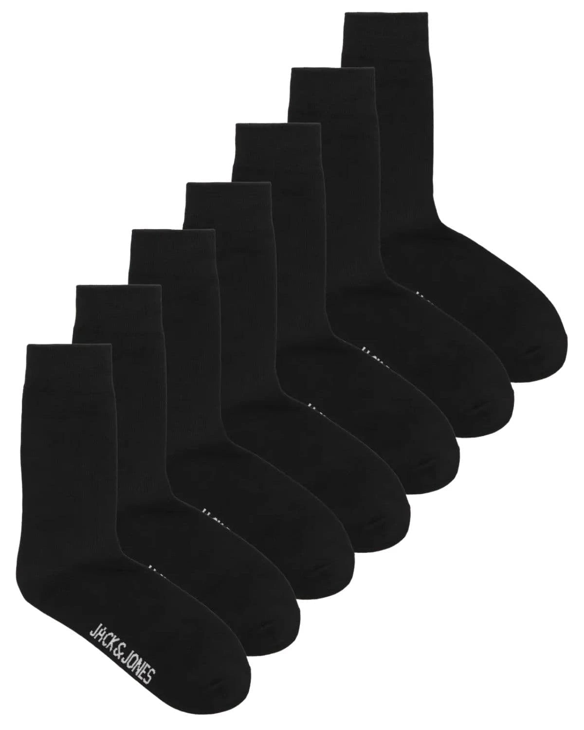 Velké pánské hladké ponožky, 7-balení Jack &amp; Jones 12273981, černé
