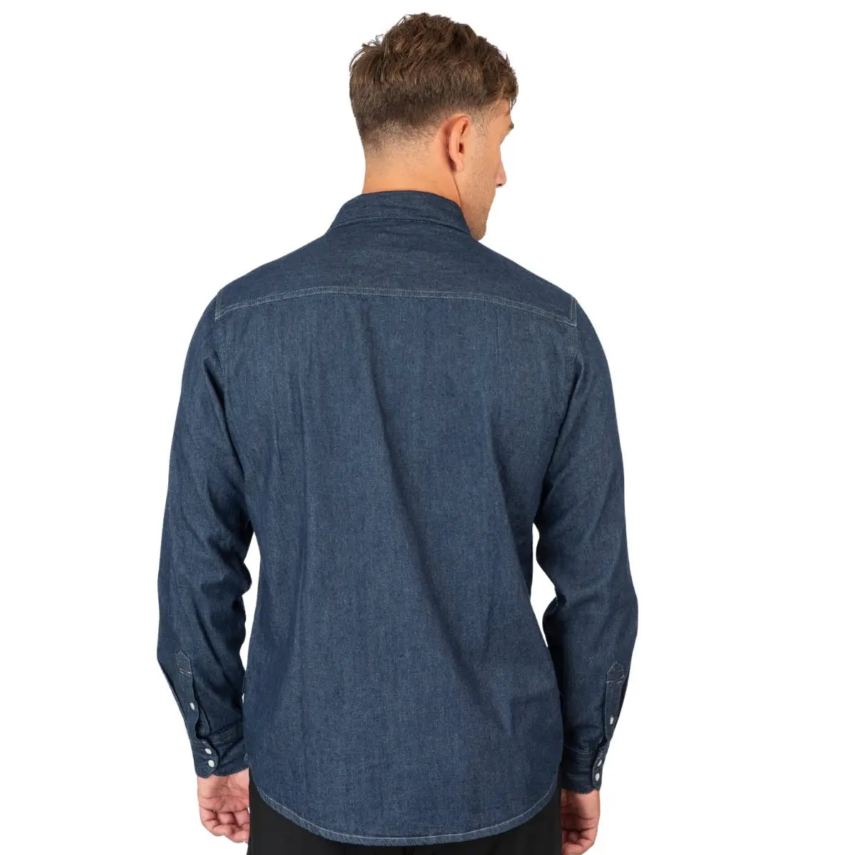 Duża męska koszula jeansowa z długim rękawem Double Urban Outfitters DS-5128 granatowa