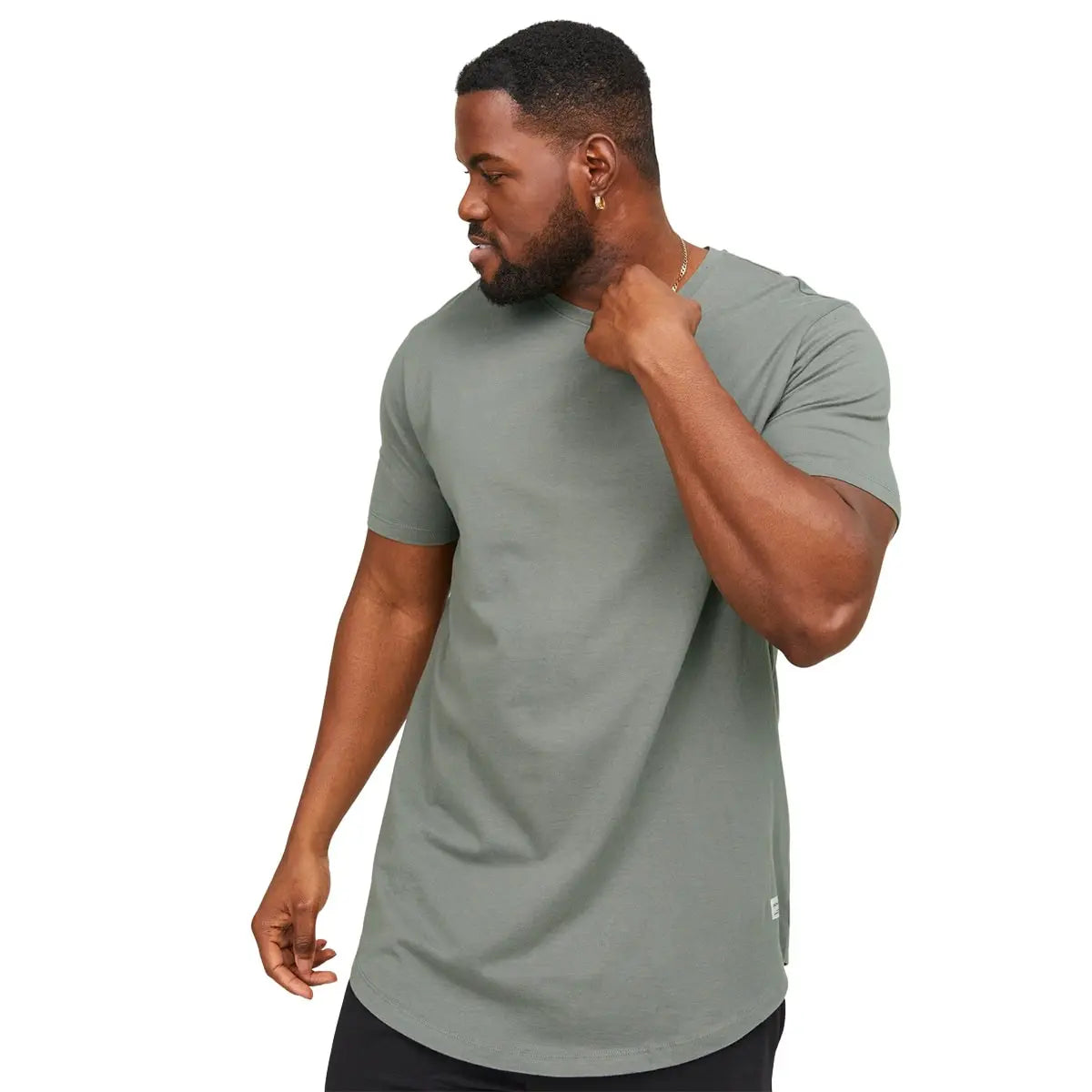 Velké pánské tričko s krátkým rukávem jednobarevné Jack &amp; Jones 12184933 šedozelený