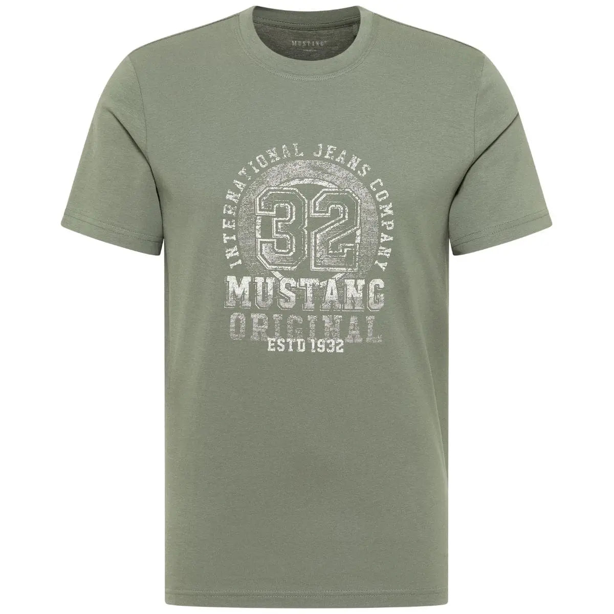 Velké pánské tričko Mustang 1016859-6473 s krátkým rukávem a velkým potiskem khaki