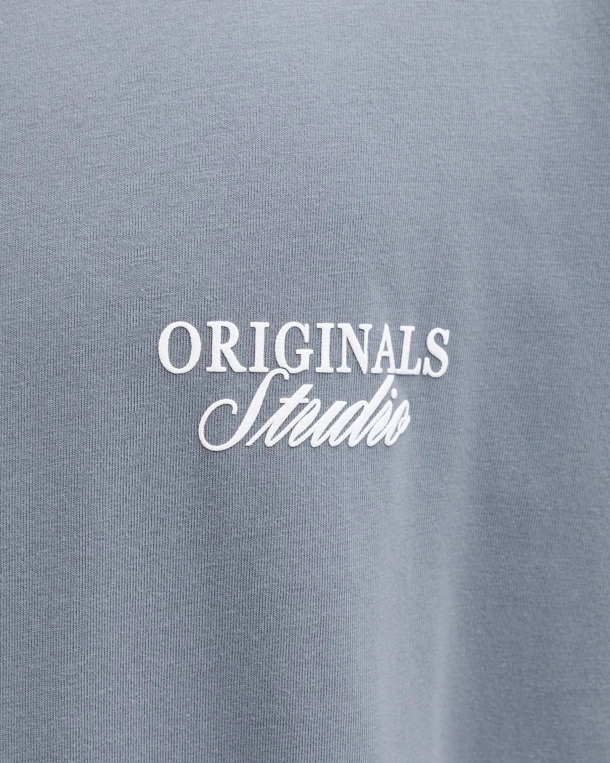 Velké pánské tričko s krátkým rukávem s potiskem na zádech Jack &amp; Jones 12288197 šedomodré