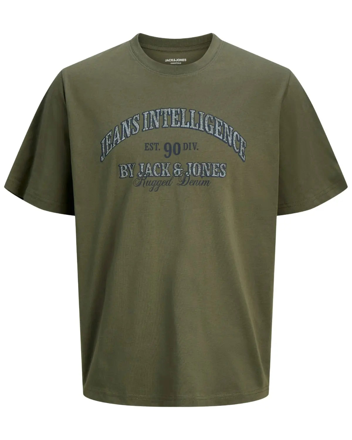 Velké pánské tričko s krátkým rukávem s nápisy Jack &amp; Jones 12294518 khaki