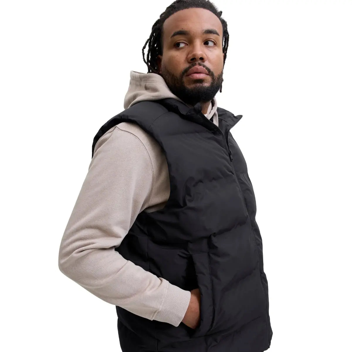 Velká pánská prošívaná vesta s límcem Jack &amp; Jones 12279427 černá
