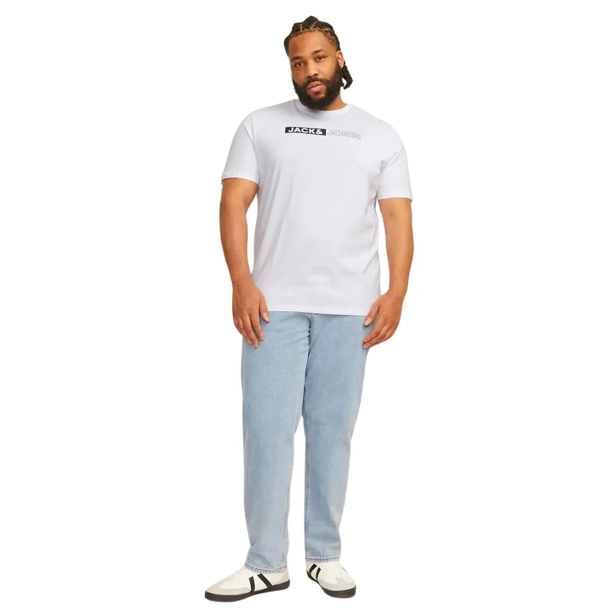 Velké pánské tričko s nápisy Jack &amp; Jones 12243630 bílá