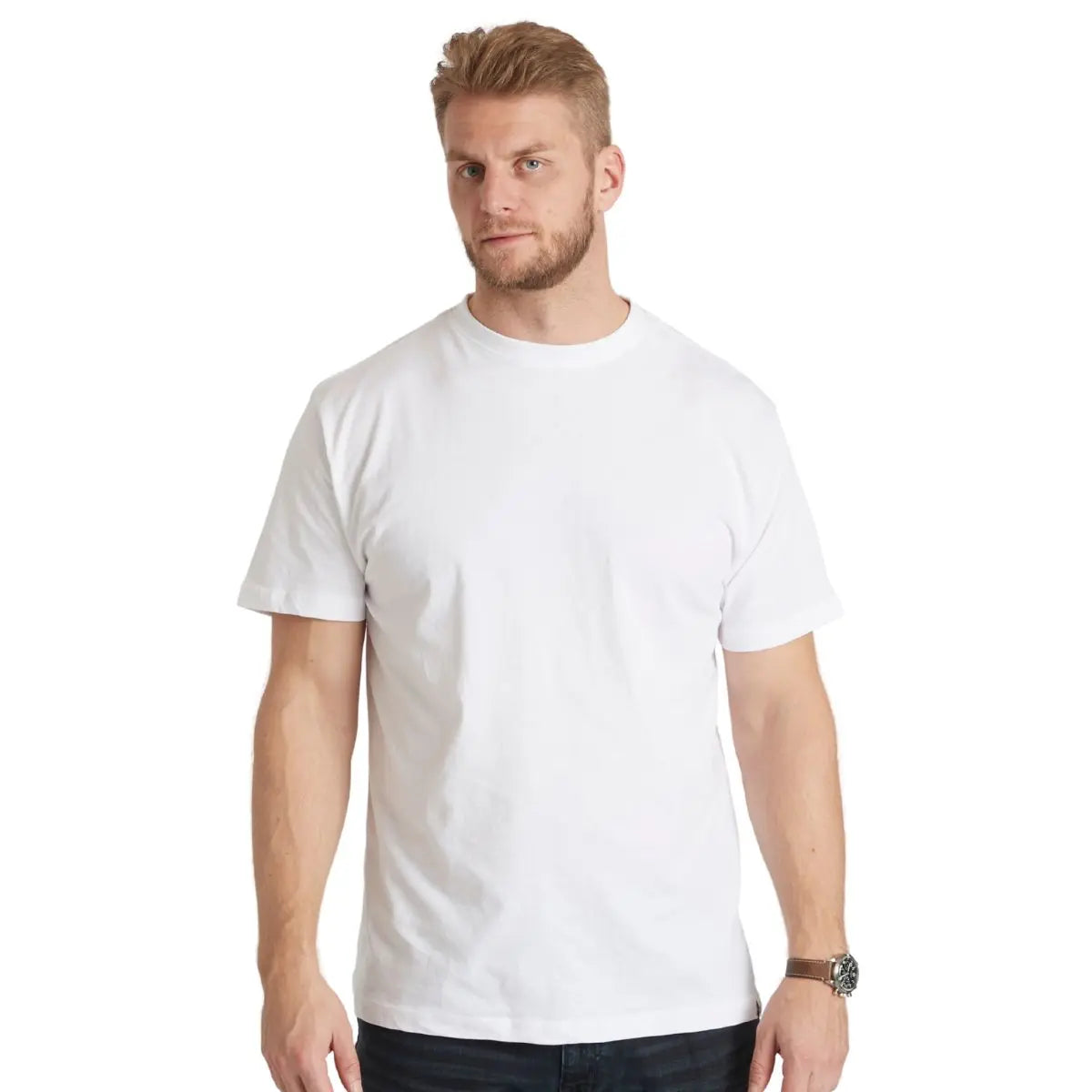 Duże gładkie koszulki męskie t-shirty z krótkim rękawem North Latitude 99110-0000 2-pak białe