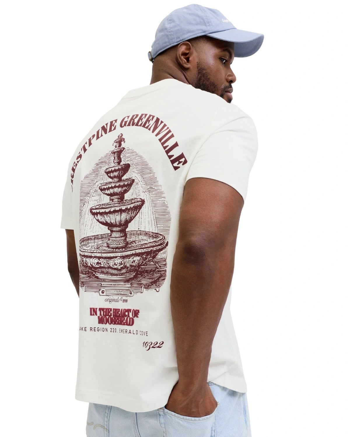 Pánské velké tričko s krátkým rukávem potisk na zádech Jack &amp; Jones 12299037 bílá