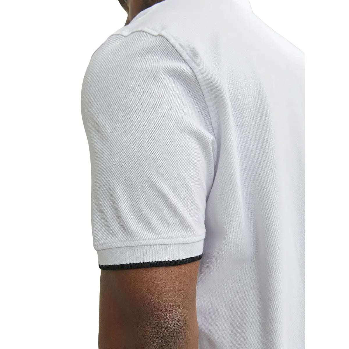 Velké pánské polo tričko s límečkem Jack &amp; Jones 12143859 bílé s černými vsadkami