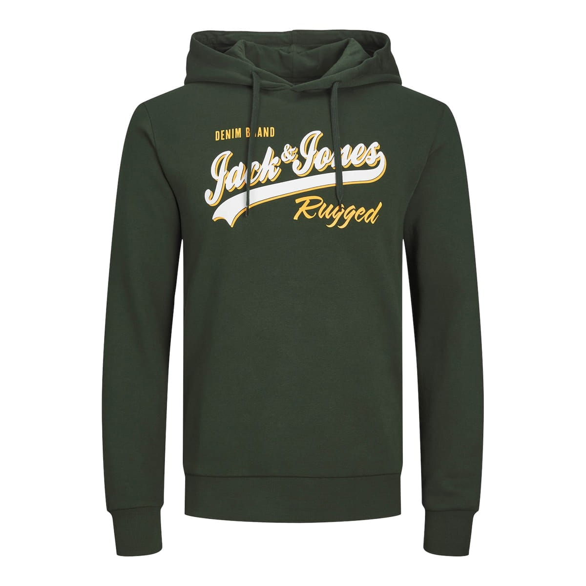 Pánská mikina přes hlavu s kapucí, nápisy Jack &amp; Jones 12236803 tmavě zelená