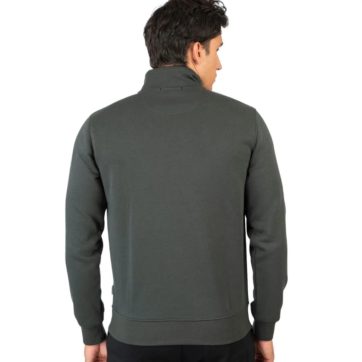 Velká pánská mikina se stojáčkem na krátký zip Double Urban Outfitters MTOP-1082 tmavě zelená