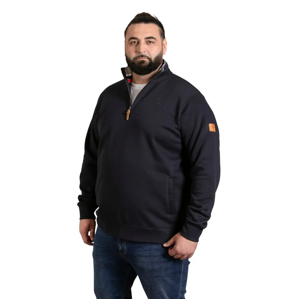 Velká pánská mikina se stojáčkem na krátký zip Duke D555 Russel 2 tmavě modrá