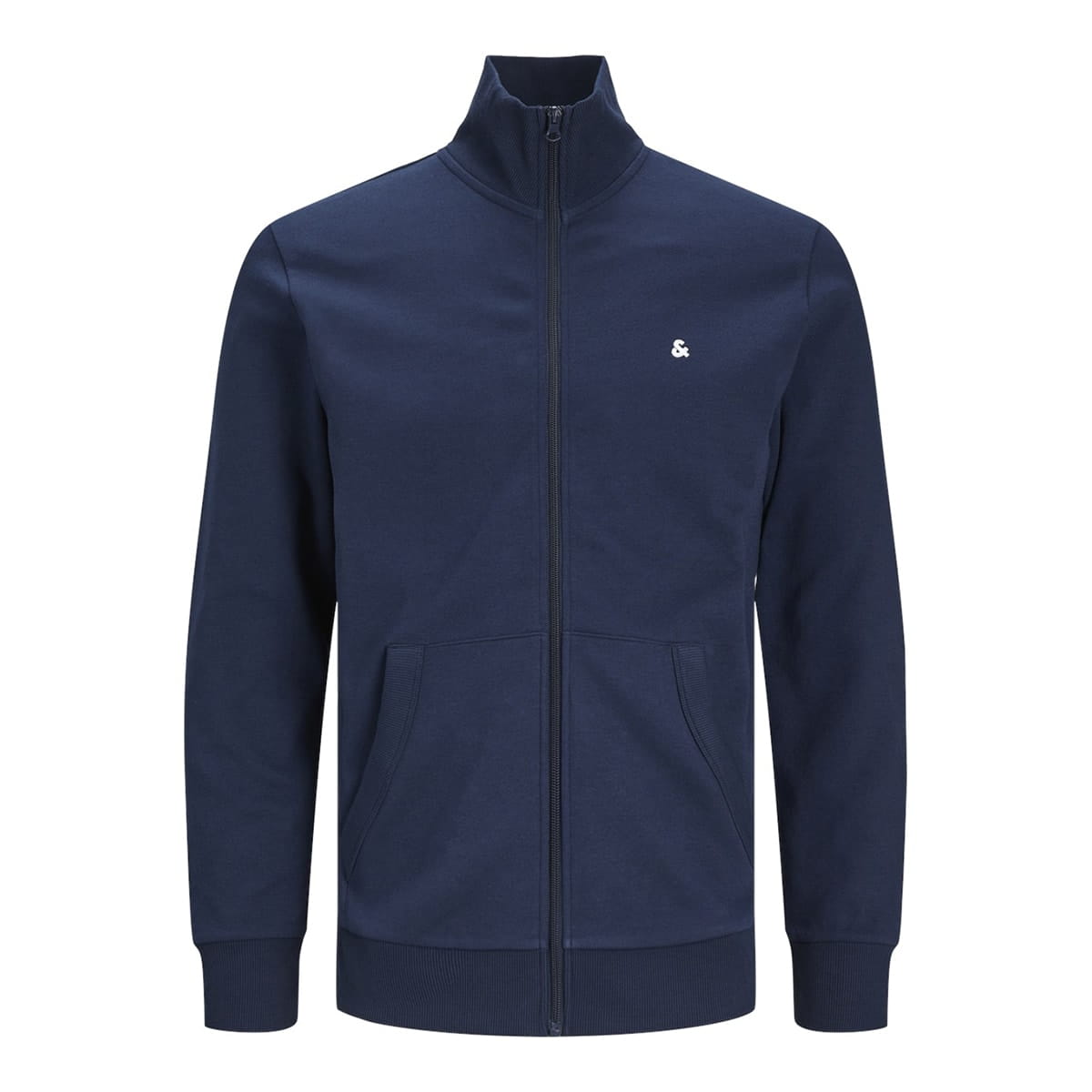 Velká pánská rozepínací mikina se stojáčkem jednobarevná Jack &amp; Jones 12253745 tmavě modré 