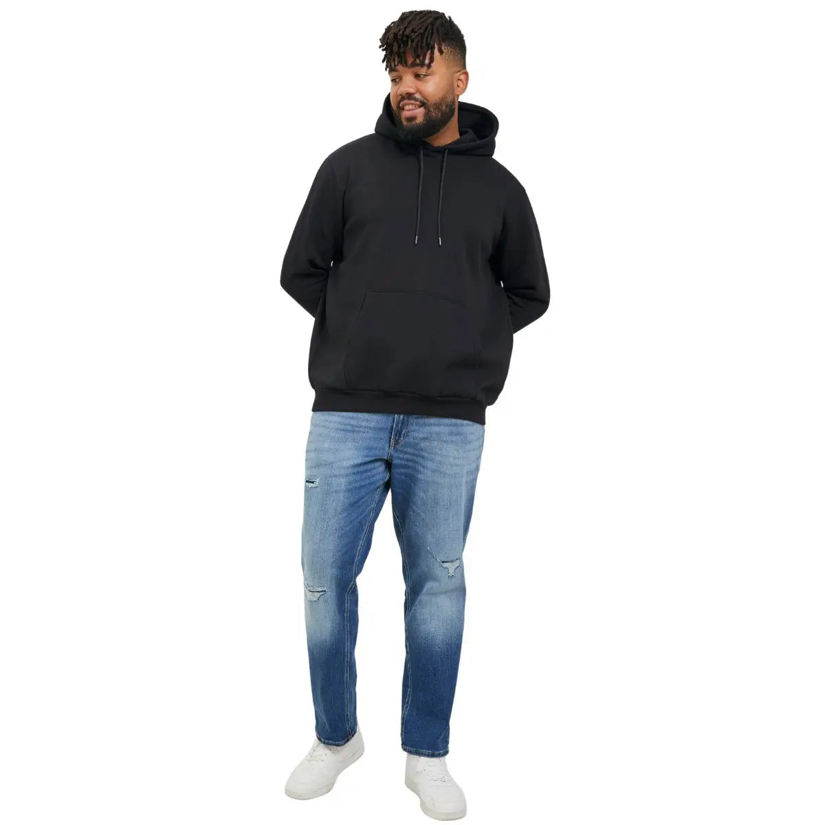 Duża męska bluza wkładana przez głowę z kapturem Jack &amp; Jones 12250595 czarna