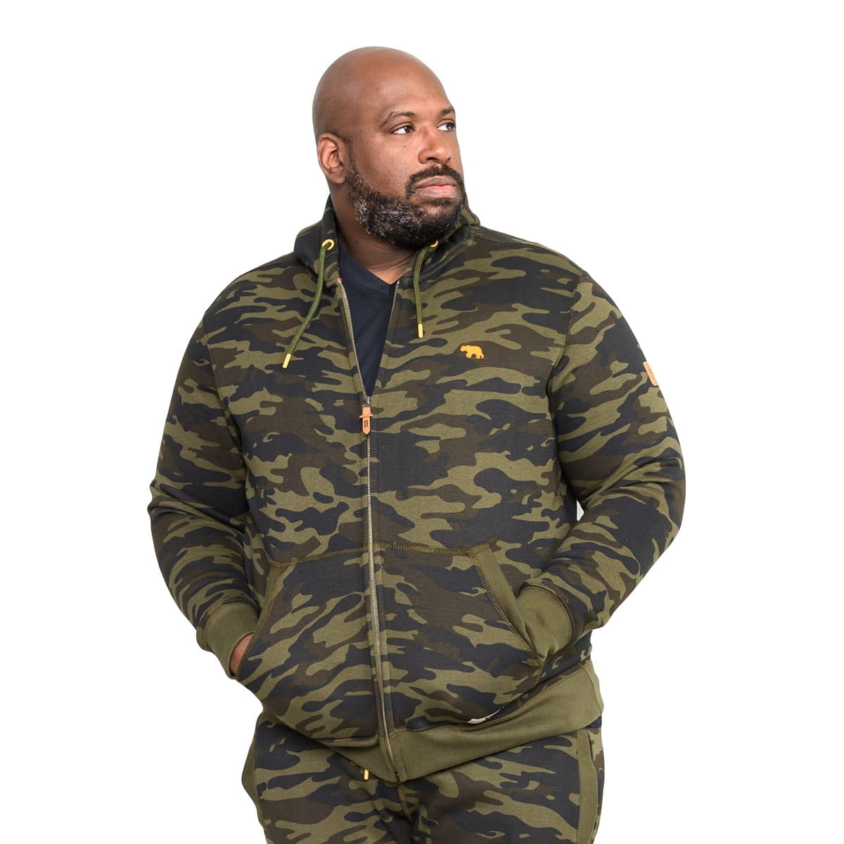 Bluza męska dla wysokiego mężczyzny (TALL) na zamek z kapturem moro Duke D555 Regent khaki
