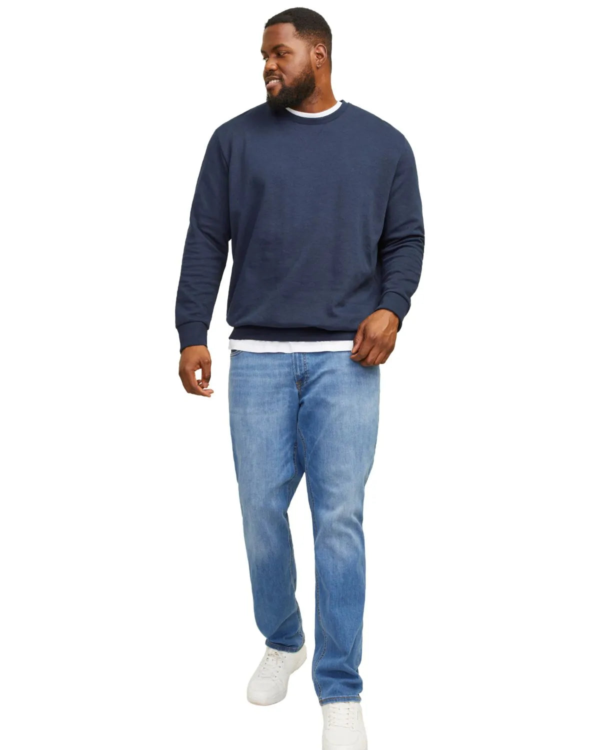 Velká pánská hladká mikina přes hlavu Jack &amp; Jones 12182567 tmavě modrá