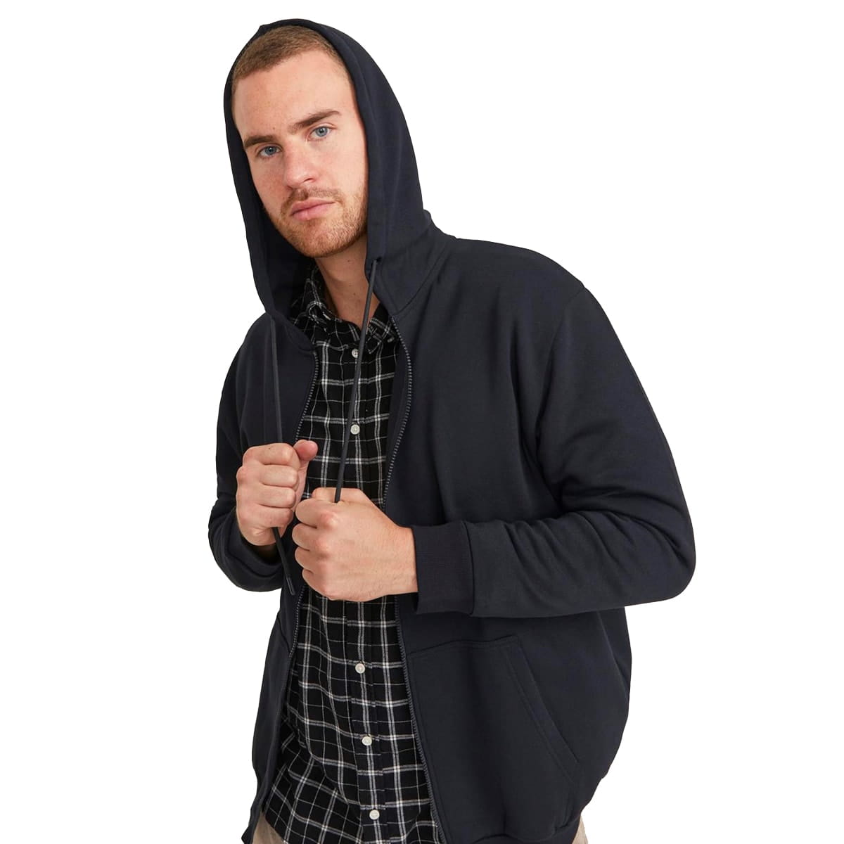 Pánská velká mikina na zip Jack &amp; Jones 12250596 černá