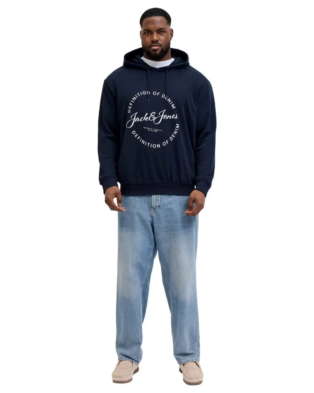 Velká pánská mikina přes hlavu s kapucí Jack &amp; Jones 12294495 tmavě modrá