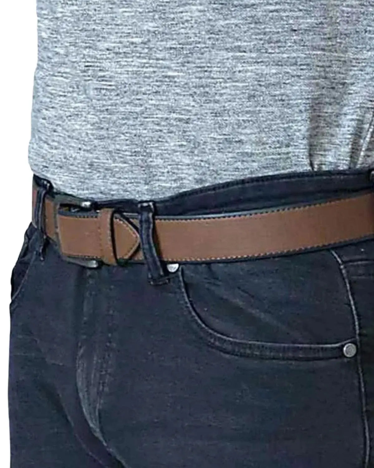 Široký pánský pásek se stříbrnou přezkou 3,5 cm Duke D555 Avant hnědý