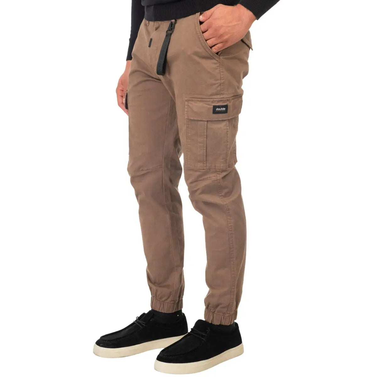 Velké pánské cargo kalhoty se stahovacími manžetami Double Urban Outfitters CCP-4013 hnědé