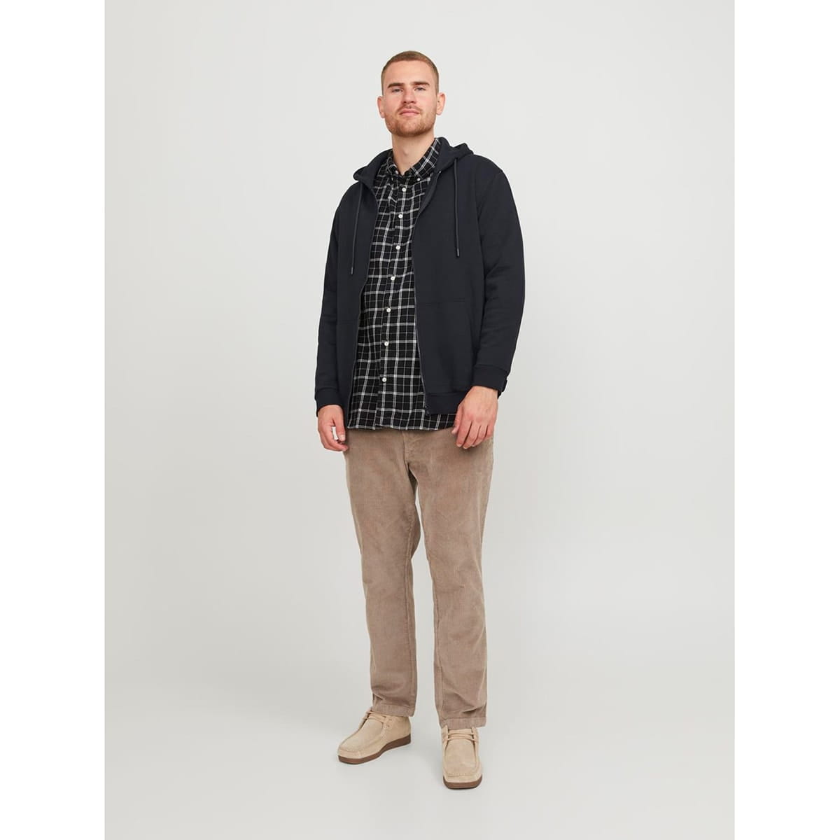 Pánská velká mikina na zip Jack &amp; Jones 12250596 černá