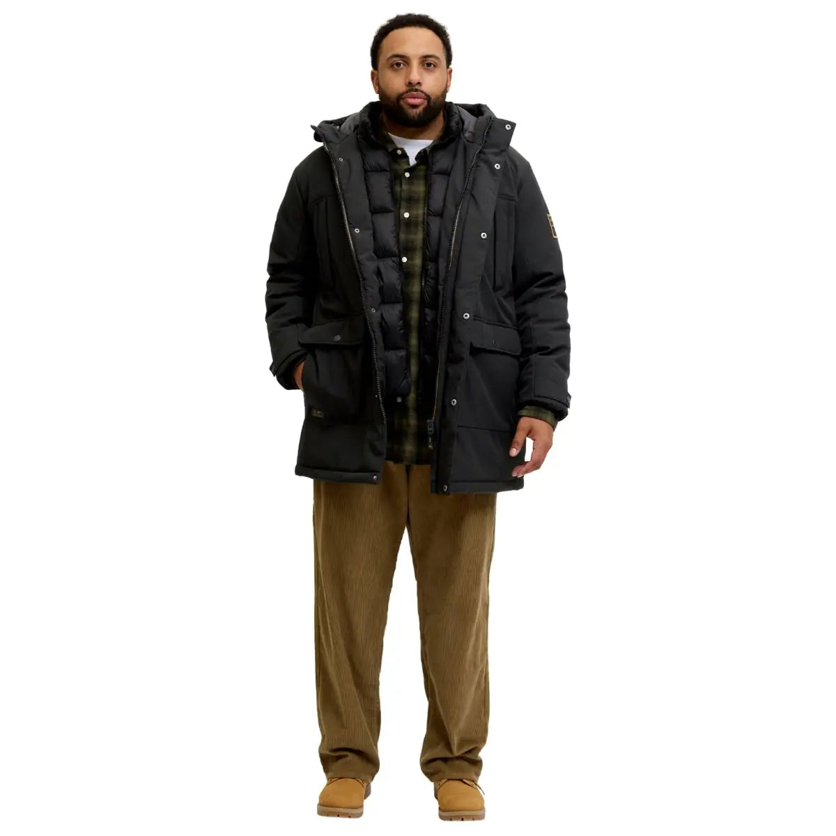 Velká pánská bunda s kapucí parka Jack &amp; Jones 12279797 černá 