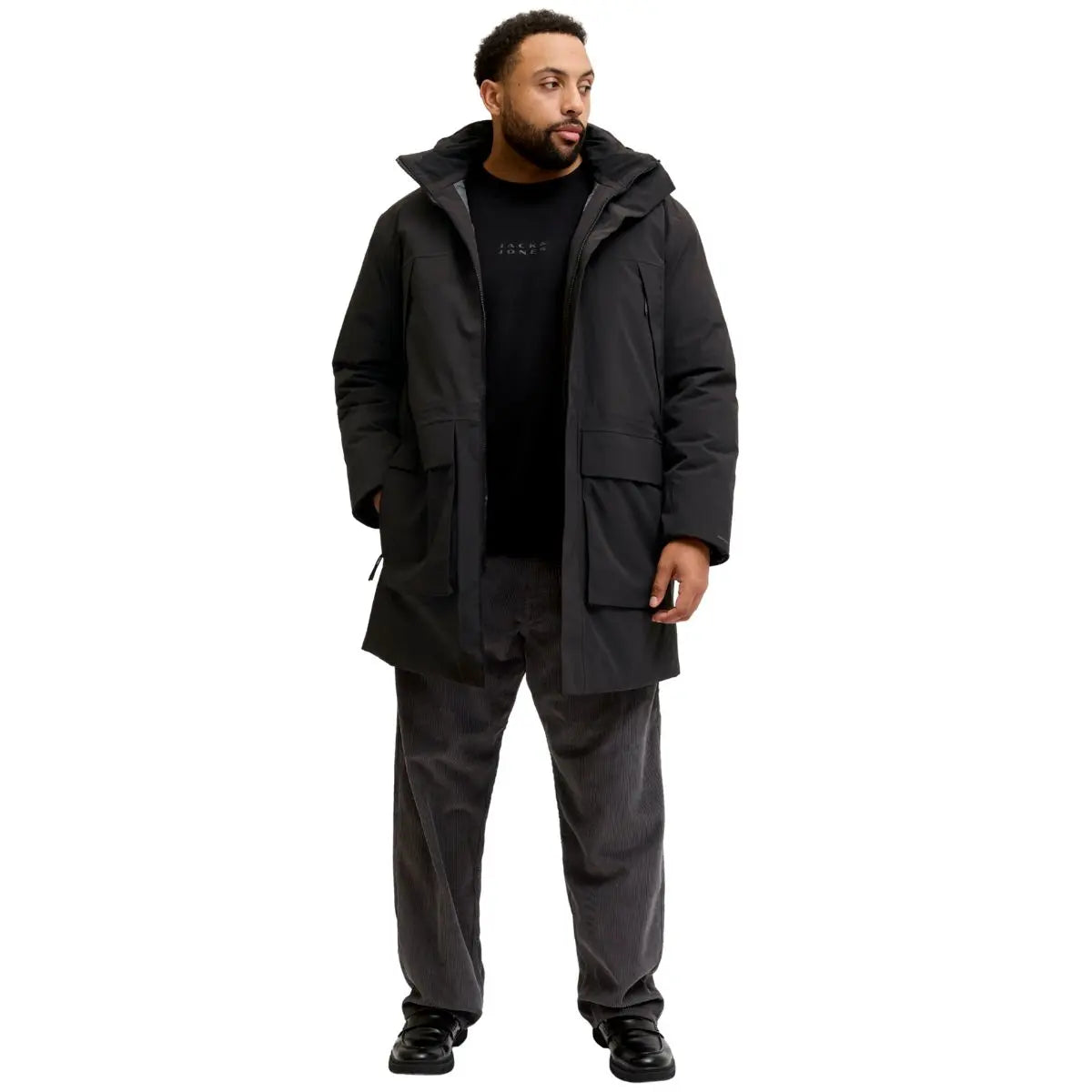 Velká pánská bunda s kapucí parka Jack &amp; Jones 12284372 černá