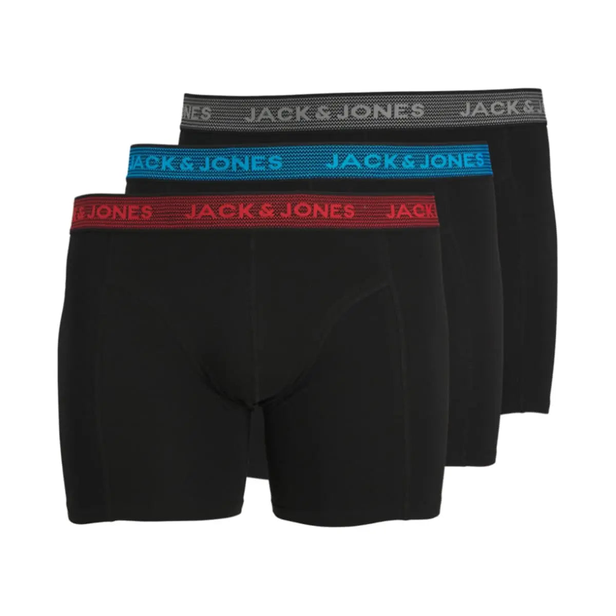 Velké pánské boxerky 3 kusy s barevnou gumou Jack &amp; Jones 12211666 černé