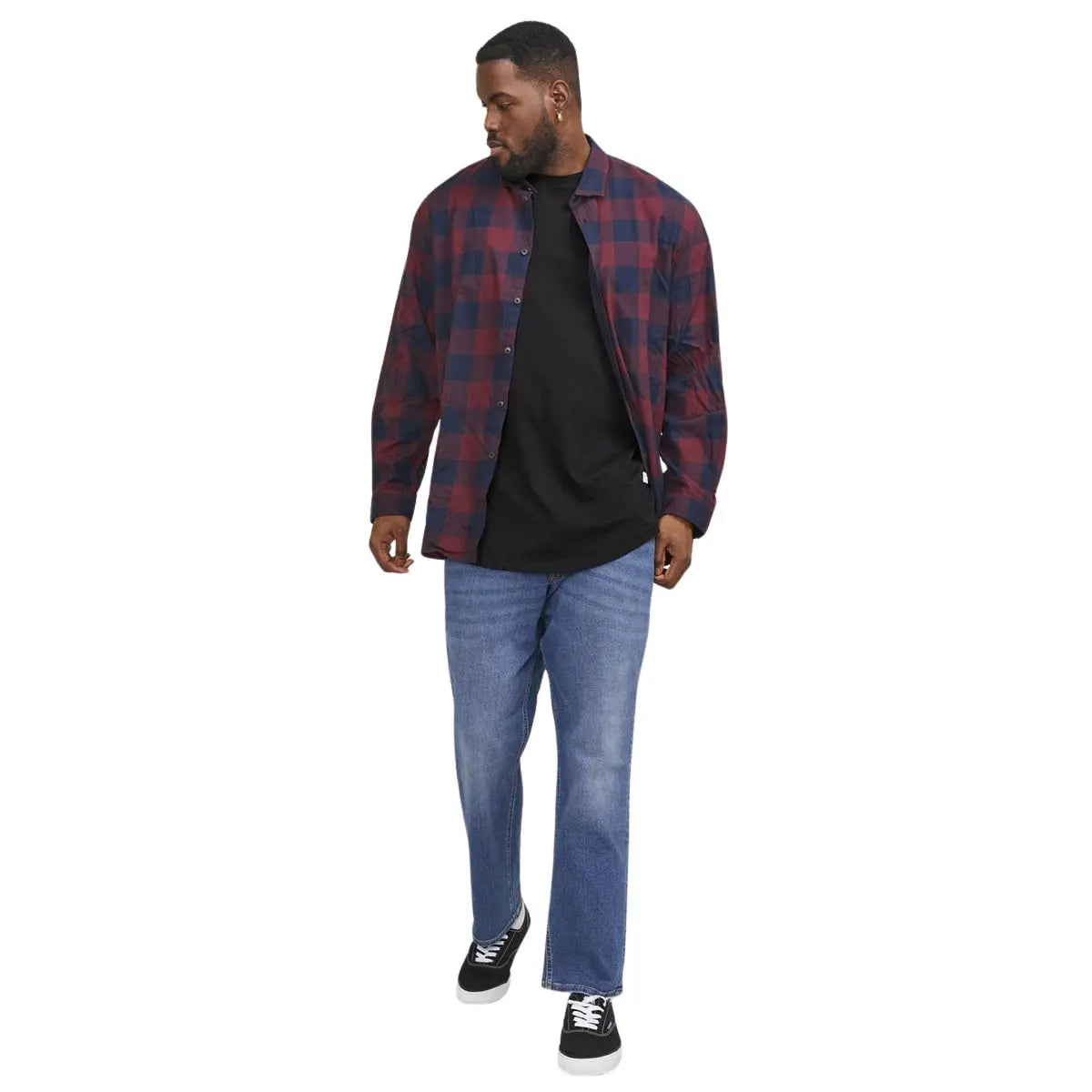 Velké pánské tričko s krátkým rukávem jednobarevné Jack &amp; Jones 12184933 černé