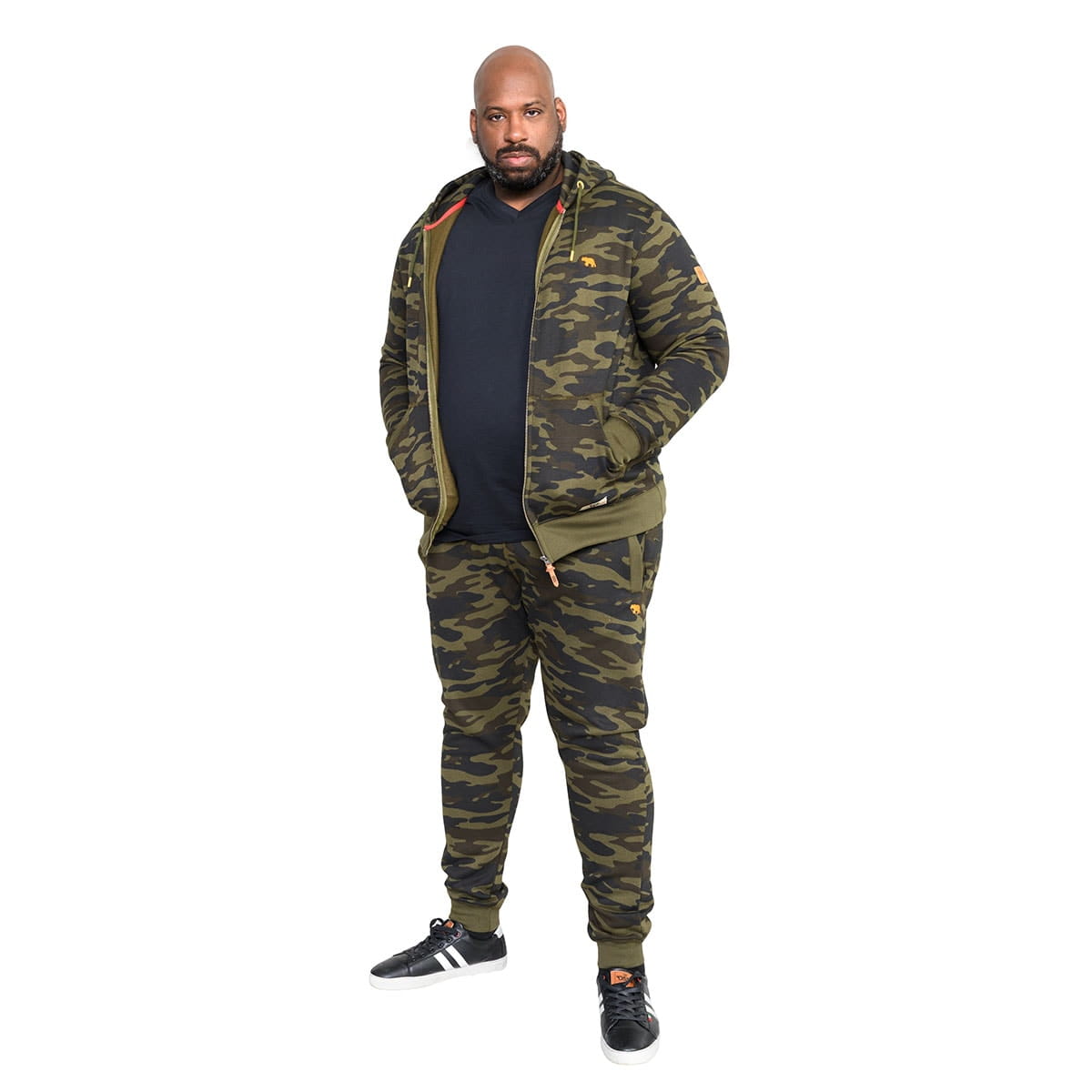Bluza męska dla wysokiego mężczyzny (TALL) na zamek z kapturem moro Duke D555 Regent khaki