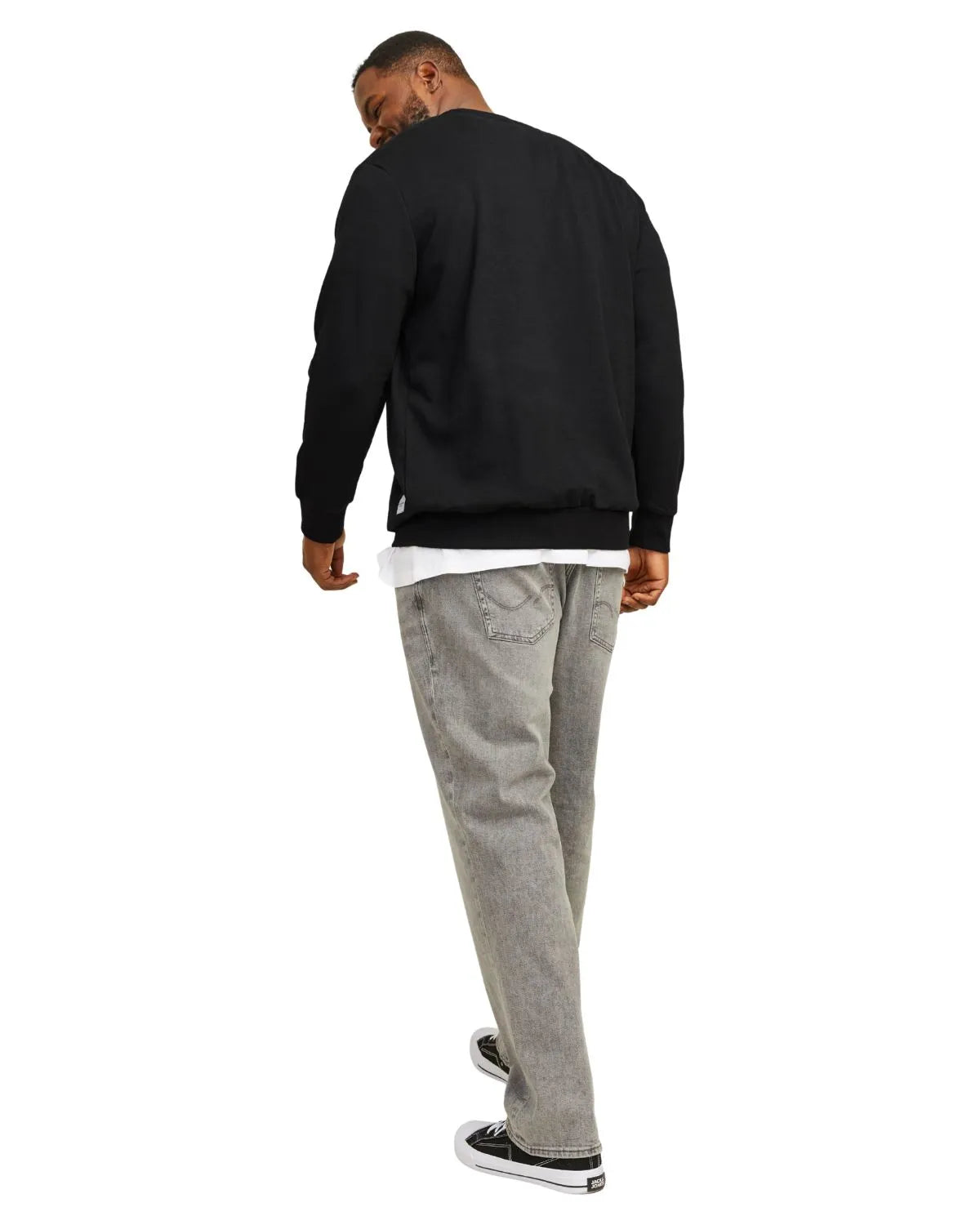 Velká pánská hladká mikina přes hlavu Jack &amp; Jones 12182567 černá