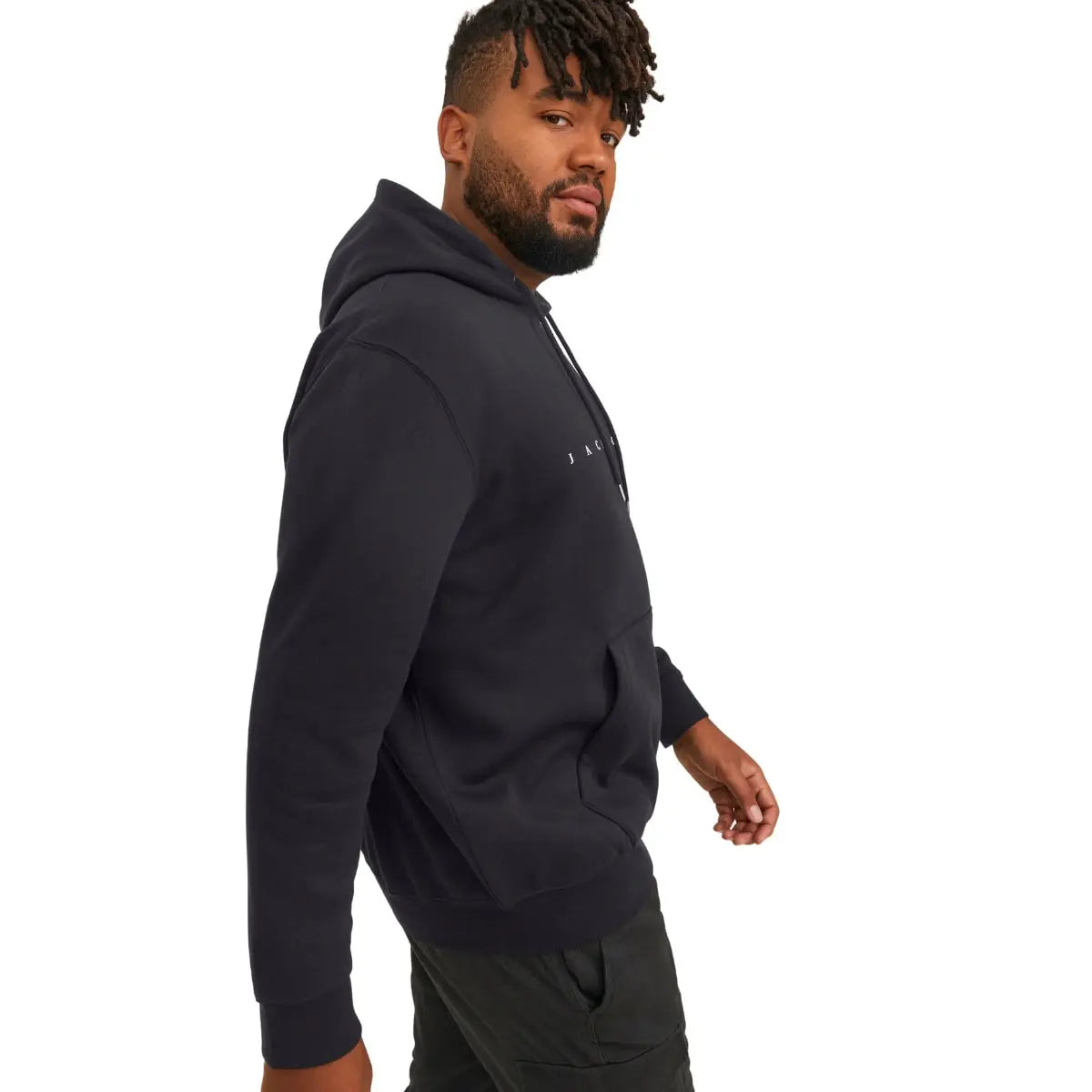 Velká pánská mikina přes hlavu s kapucí s nápisem Jack &amp; Jones 12243527 černá 