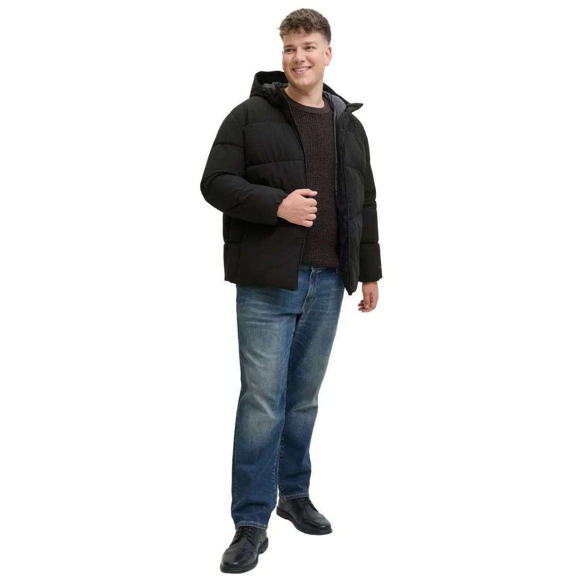 Velká pánská prošívaná bunda s kapucí Jack &amp; Jones 12283873 černá