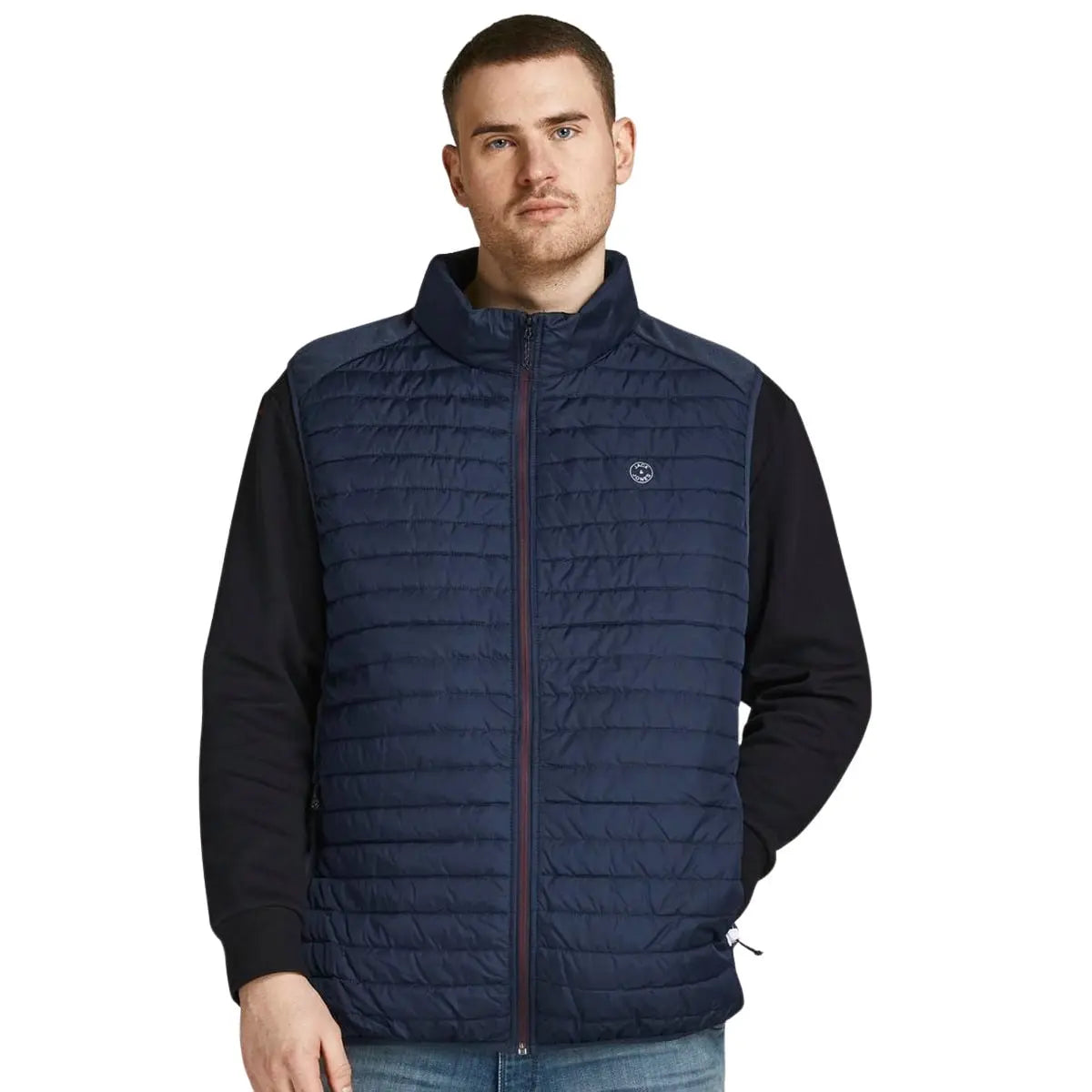 Duży męski bezrękawnik kamizelka ze stójką Jack &amp; Jones 12205347 granatowa