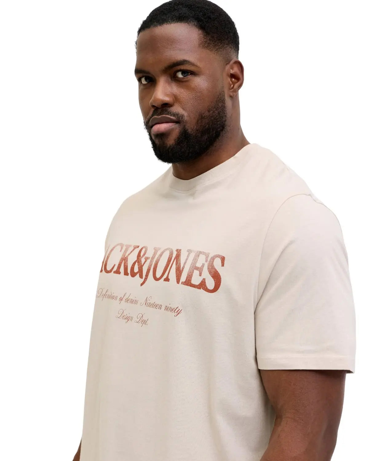 Pánské velké tričko s potiskem Jack &amp; Jones 12295977 béžový