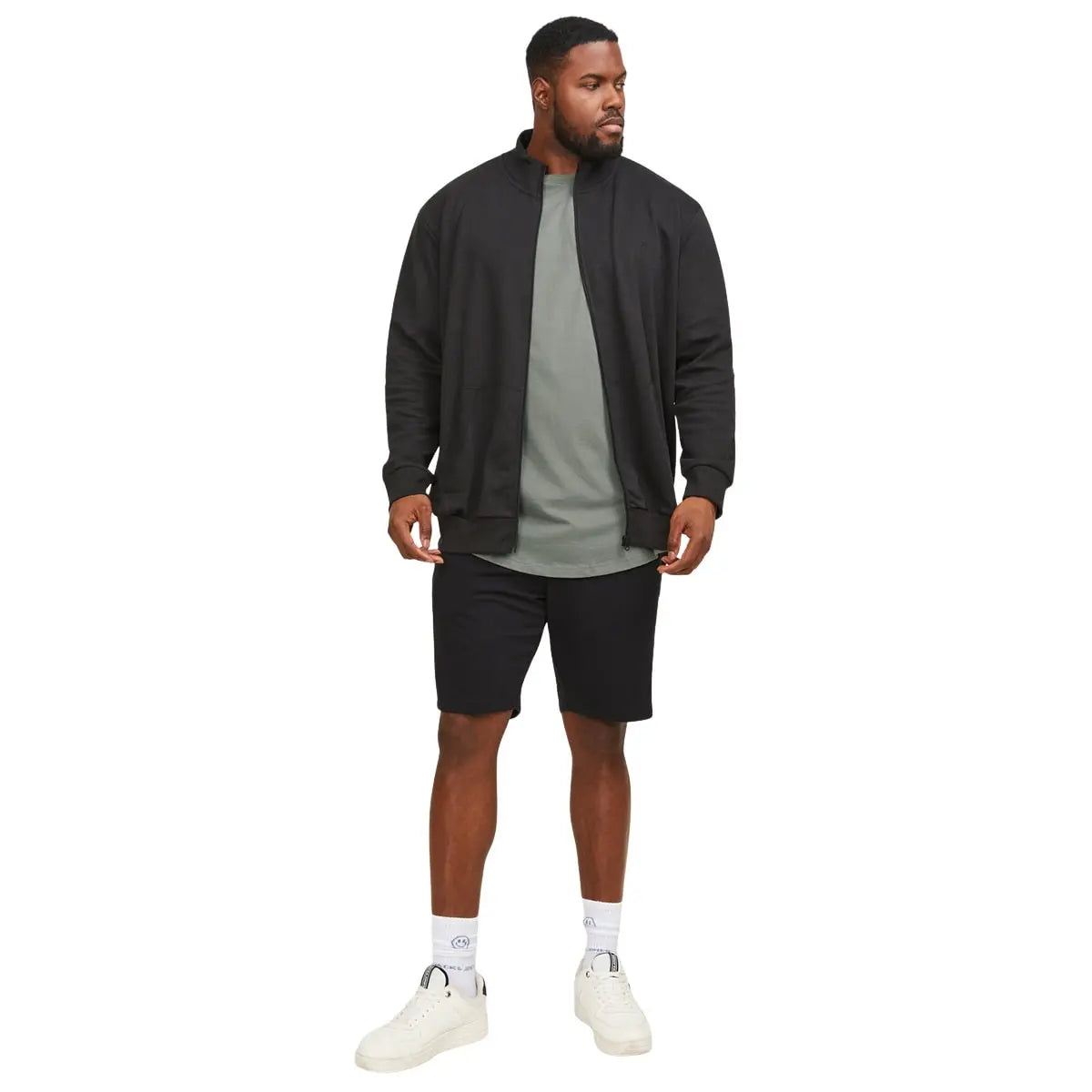 Velké pánské tričko s krátkým rukávem jednobarevné Jack &amp; Jones 12184933 šedozelený