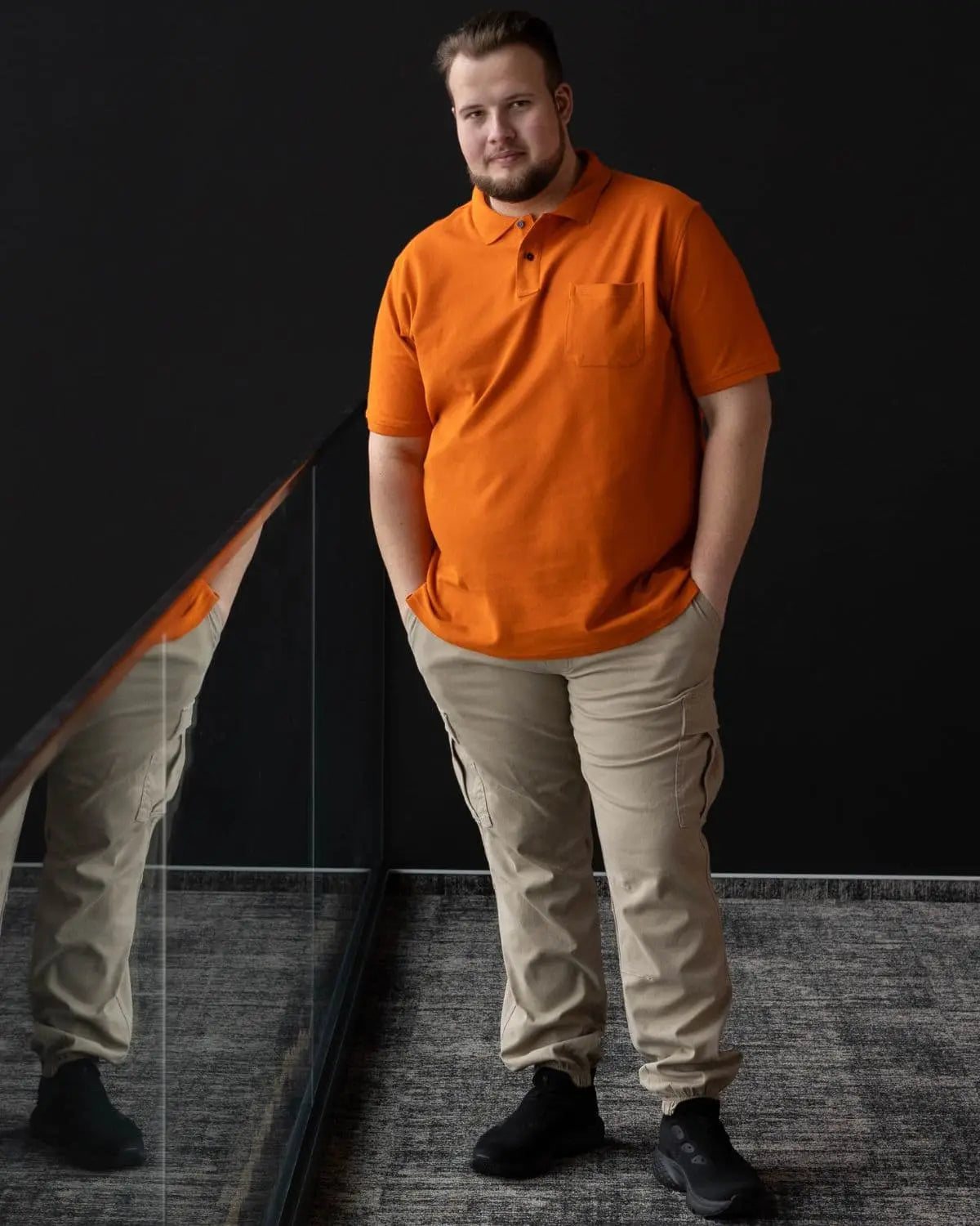 Velká pánská hladká polokošile s límečkem Redmond 960-204 oranžová