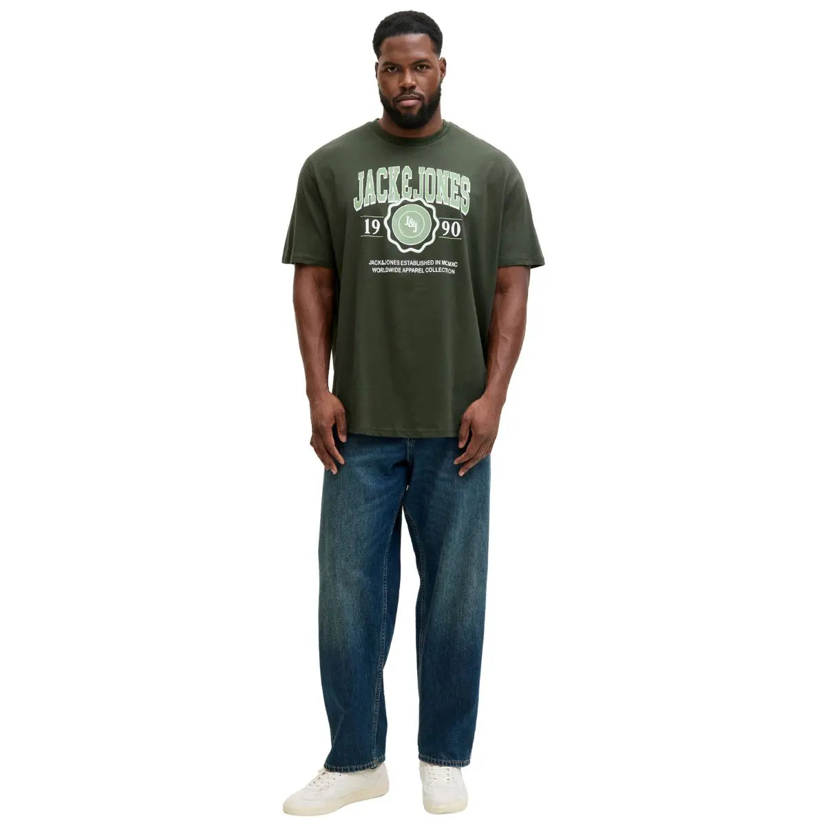 Velké pánské tričko s potiskem Jack &amp; Jones 12279704 zelená