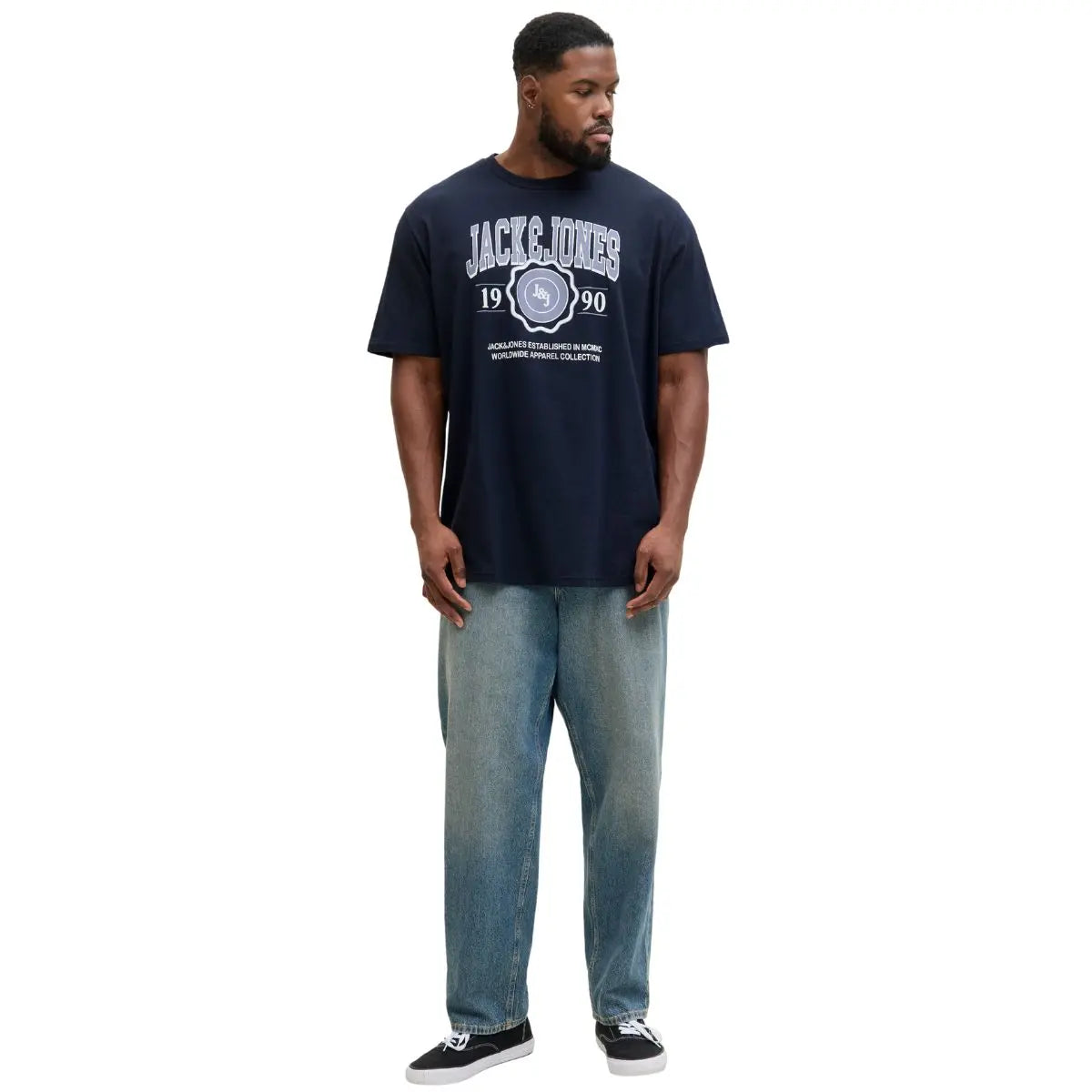 Velké pánské tričko s potiskem Jack &amp; Jones 12279704 tmavě modrá