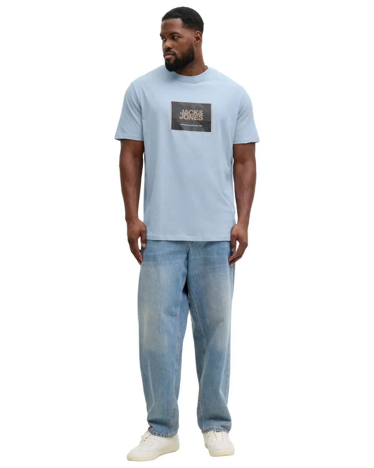 Pánské velké tričko s potiskem Jack &amp; Jones 12295987 světle modrý