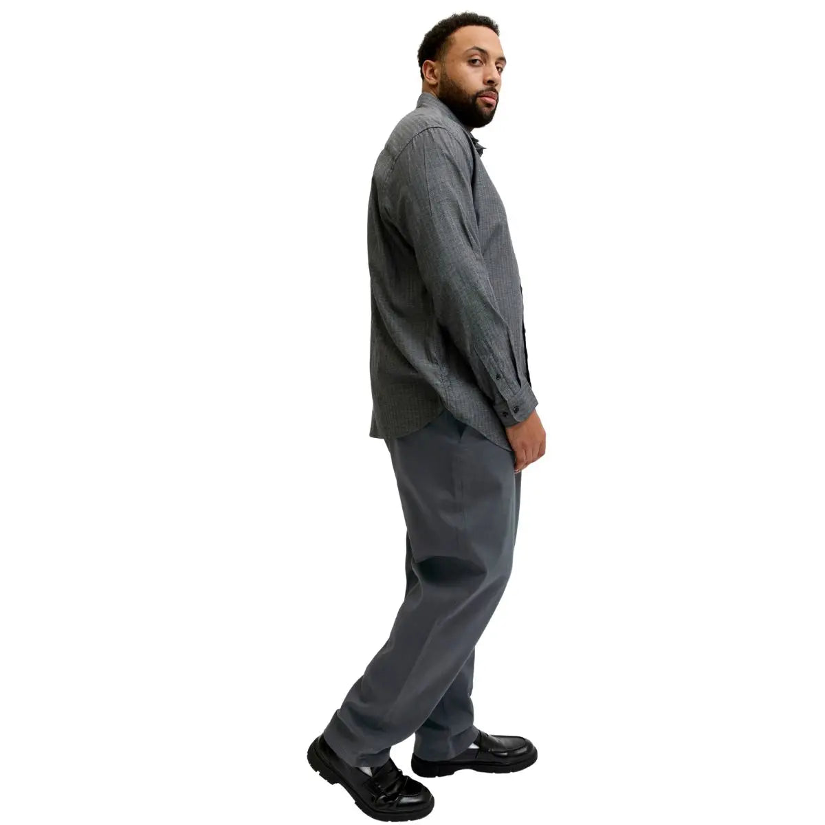 Velké pánské chinos kalhoty Jack &amp; Jones 12287164 tmavě šedé