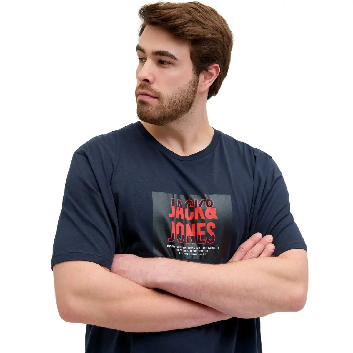 Velké pánské tričko T-shirt s nápisem Jack &amp; Jones 12275743 tmavě modré