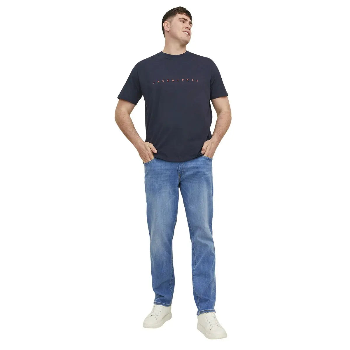 Velké pánské tričko s nápisy t-shirt Jack &amp; Jones 12243625 tmavě modré