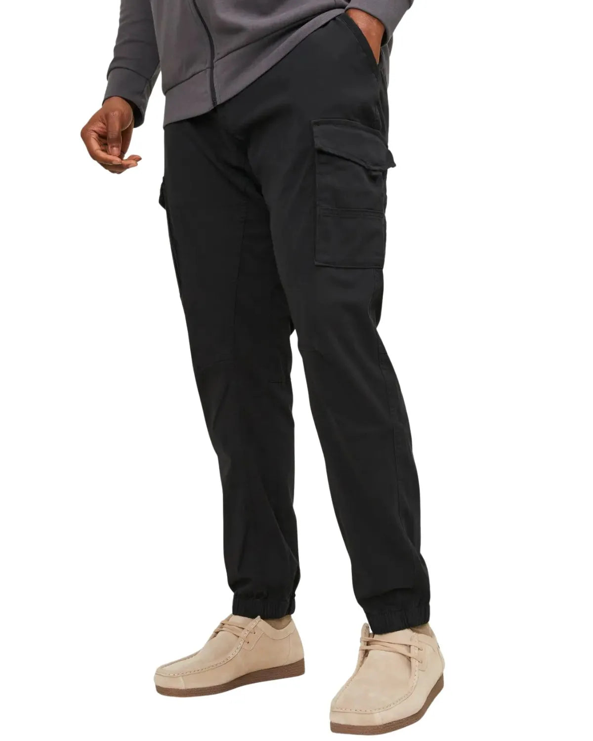 Velké pánské cargo kalhoty se stahovacími šňůrkami Jack &amp; Jones 12181655 černé