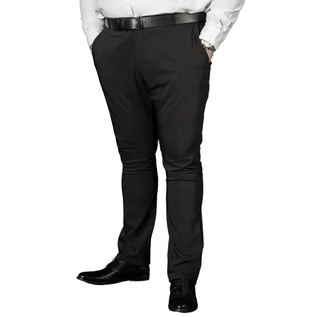 Pánské elegantní kalhoty Konik Olek 619 černé ve velkých velikostech