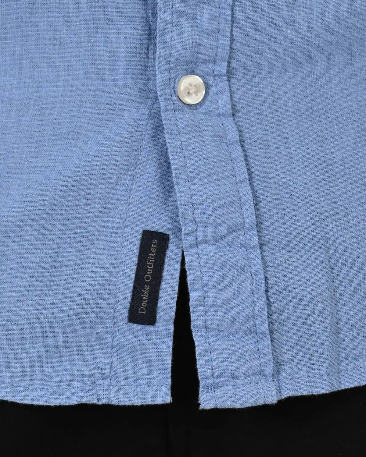 Velká pánská košile s dlouhým rukávem hladká lněná Double Urban Outfitters GS-5190 modrá