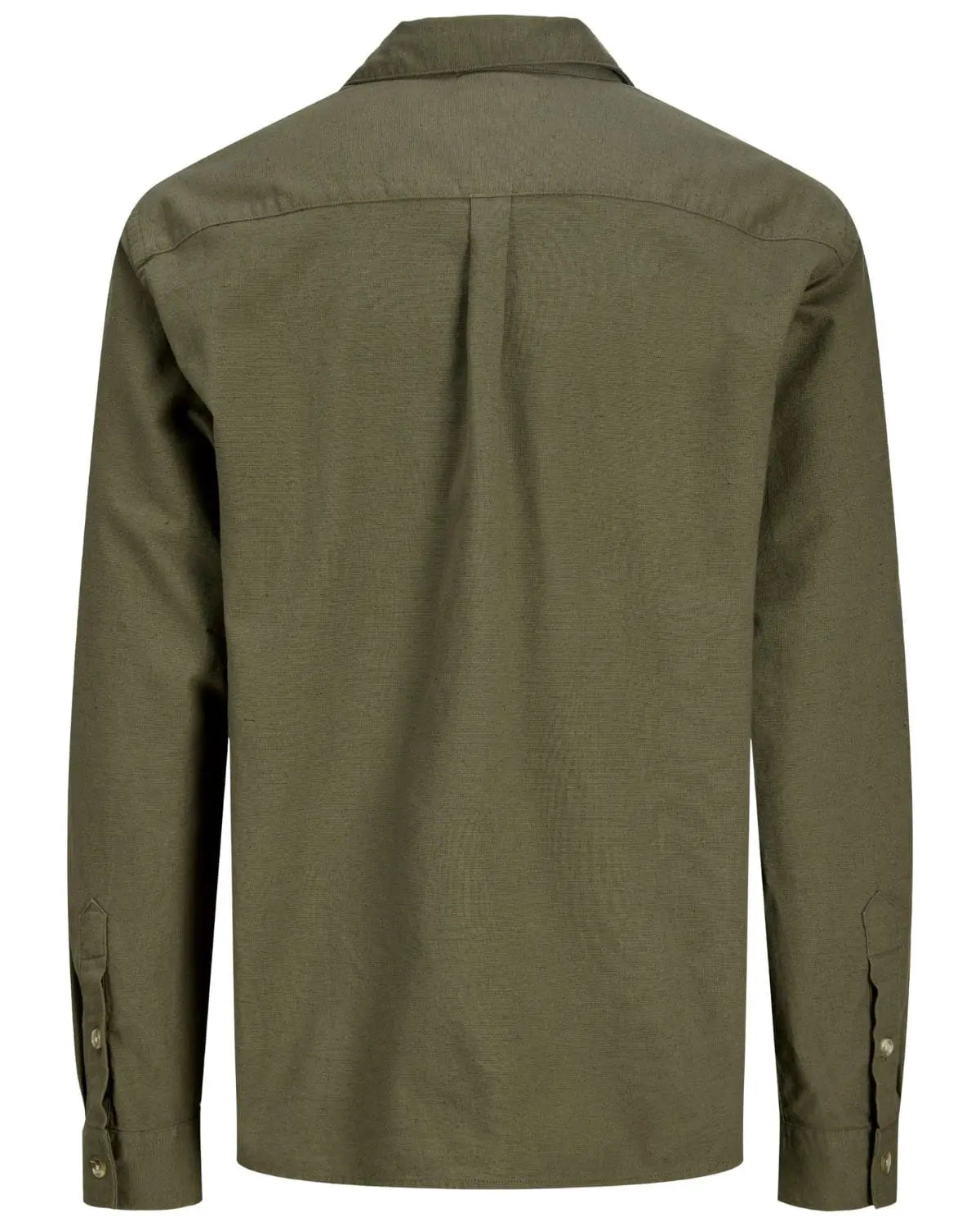 Pánská velká košile s dlouhým rukávem hladká s lnem Jack &amp; Jones 12289111 khaki